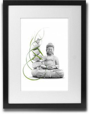 

Shaildha's Water Colour Painting Print of Meditating Buddha With Yellow Flower Fine Art Print(11 inch X 9 inch)