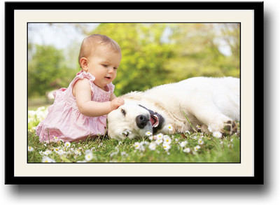

Cute baby girl with dog Fine Art Print(10 inch X 14 inch, Framed)
