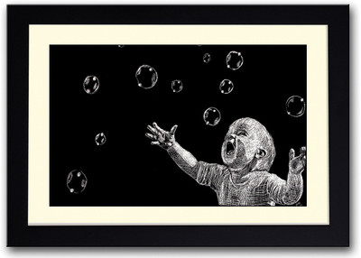 

Baby Playing With Bubbles Fine Art Print(14 inch X 20 inch, Framed)