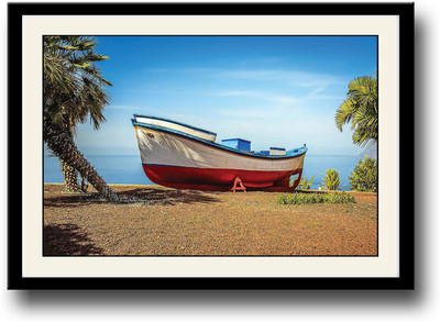 

Boat on Coast Fine Art Print(10 inch X 14 inch, Framed)