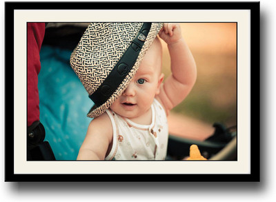

Cute Newborn baby with hat Fine Art Print(10 inch X 14 inch, Framed)