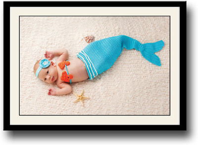 

Blue newborn baby mermaid Fine Art Print(10 inch X 14 inch, Framed)