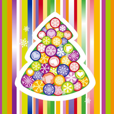 

Colorful Christmas Tree - Medium Size Ready To Frame Rolled Digital Art Print On Photographic Paper(18 inch X 18 inch, Rolled)