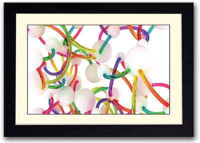 

Abstract White Balls With Colored Wires Fine Art Print(14 inch X 20 inch, Framed)