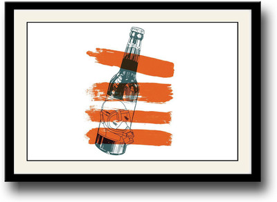 

Beer bottle with orange stripes Fine Art Print(10 inch X 14 inch, Framed)
