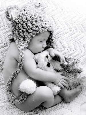 

Child's Love - Cute Baby Sleeping with Teddy Paper Print(16 inch X 12 inch, Streched)