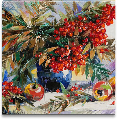 38% OFF on Still-Life with a Mountain Ash and Apples Canvas Art(12 inch X 12 inch)
