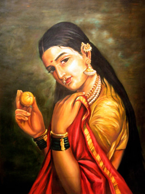 

Oshi - Lady in a Red Saree Paper Print(16 inch X 12 inch, Streched)