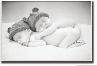 

Posterhouzz Two super cute babies b&w Fine Art Print(12 inch X 18 inch, Rolled)