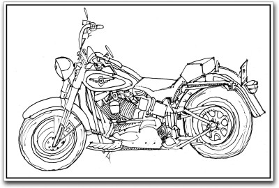 

Motorcyle drawing Paper Print(12 inch X 18 inch)