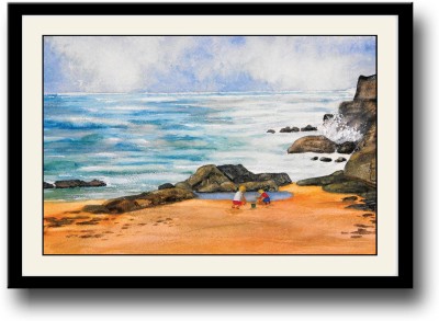 

Artistic Beach view painting Fine Art Print(10 inch X 14 inch, Framed)