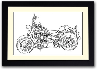 

Motorcyle drawing Fine Art Print(14 inch X 20 inch, Framed)