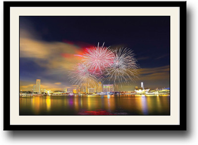 

Firecrackers in city sky Fine Art Print(10 inch X 14 inch, Framed)