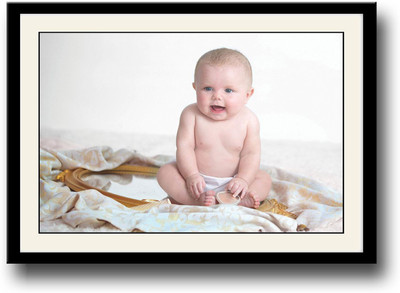 

Baby sitting on mirror Fine Art Print(10 inch X 14 inch, Framed)