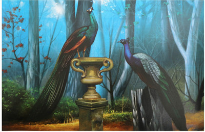 

Bm Traders Texture Art Work Painting Of Vastu Peacocks Unframed Rolled Poster Big (25 X 36 Inches) Paper Print(36 inch X 25 inch, Rolled)