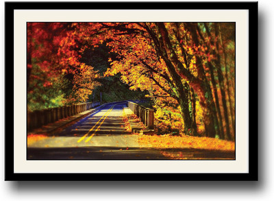 

Leaves falling on Bridge Fine Art Print(10 inch X 14 inch, Framed)