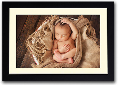 

Cute Baby On Brown Sack Fine Art Print(14 inch X 20 inch, Framed)