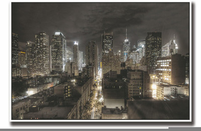 

Posterhouzz City skyscrapers view at night Fine Art Print(12 inch X 18 inch, Rolled)