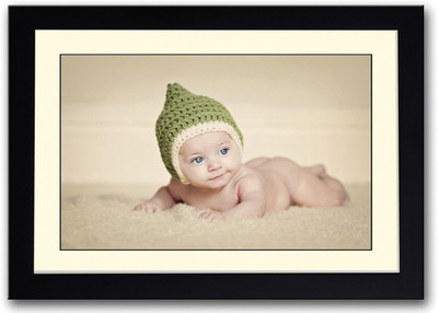 

Adorable Baby With Green Hat Fine Art Print(14 inch X 20 inch, Framed)