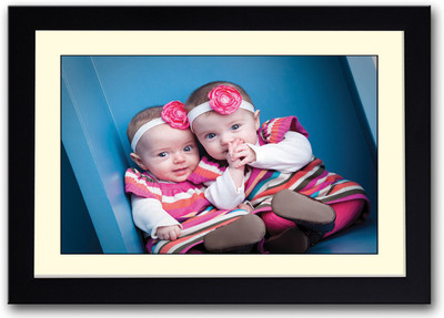

Two cute baby girls with flowers Fine Art Print(14 inch X 20 inch, Framed)