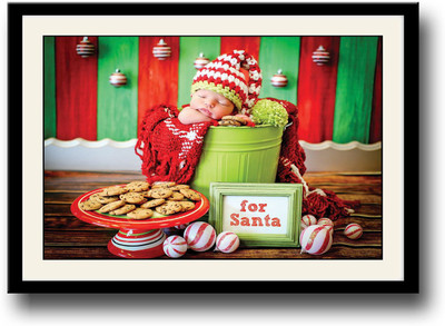 

Cute newborn baby with cookies Fine Art Print(10 inch X 14 inch, Framed)