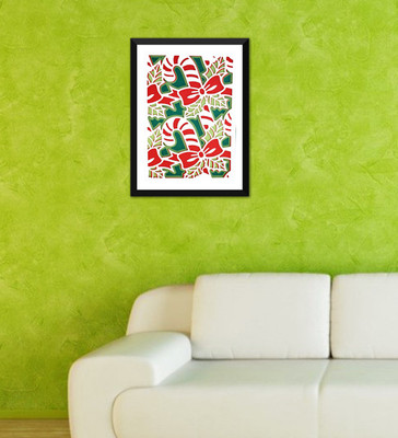 

Tallenge - Christmas Art - Candy Canes - Ready To Hang Framed A3 Size Poster Paper Print(17 inch X 12 inch, Framed)