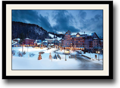 

Snow Covered Town Fine Art Print(10 inch X 14 inch, Framed)