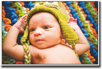 

Baby with green cap Fine Art Print(12 inch X 18 inch, Rolled)