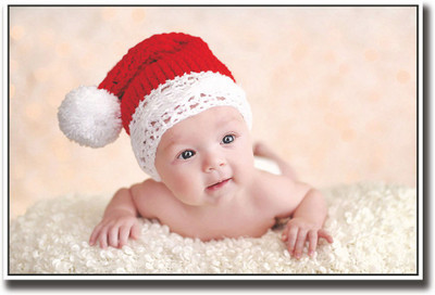 

Amazingly cute baby with Santa hat Fine Art Print(12 inch X 18 inch, Rolled)