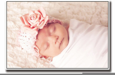 

Posterhouzz Baby with big pink rose Fine Art Print(12 inch X 18 inch, Rolled)