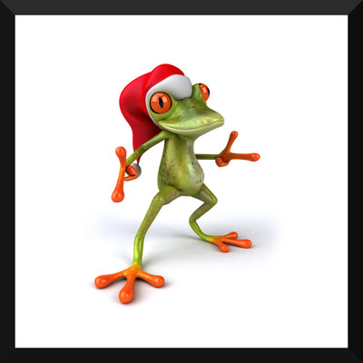 

Tallenge - Christmas Art - Funny Frog In Santa Cap - Small Size Ready To Hang Framed Digital Art Print On Photographic Paper(12 inch X 12 inch, Framed)