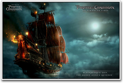 

Blackbeard Ship in Pirates of the Caribbean Paper Print(12 inch X 18 inch)