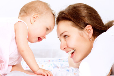 

Baby's Love - Cute Baby Smiling with his Mother Paper Print(12 inch X 18 inch, Rolled)