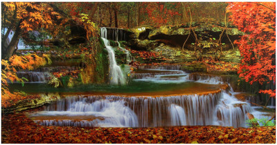 

Bm Traders Textured Work Vastu Forest Waterfall Fine Print Unframed Rolled Wall Poster (20 X 40 Inches) Fine Art Print(20 inch X 40 inch, Rolled)