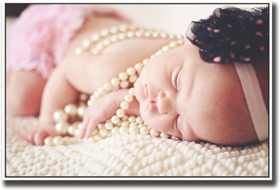 

Cute Baby girl sleeping with necklace Fine Art Print(12 inch X 18 inch, Rolled)