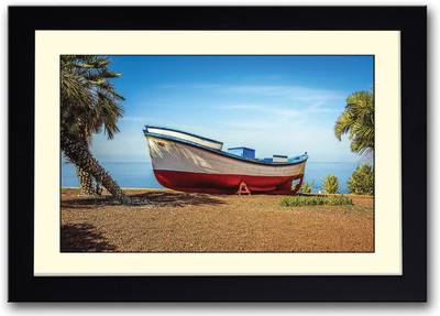 

Boat on Coast Fine Art Print(14 inch X 20 inch, Framed)
