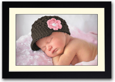 

Amazingly Cute Baby With Brown Hat Fine Art Print(14 inch X 20 inch, Framed)