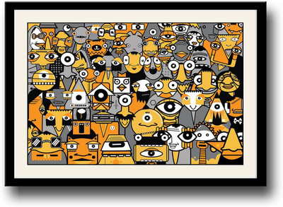 

Cartoon faces with big eyes Fine Art Print(10 inch X 14 inch, Framed)