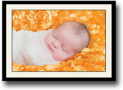 

Cute baby sleeping on orange image Fine Art Print(10 inch X 14 inch, Framed)
