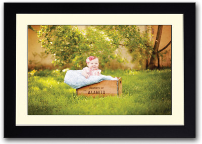 

Baby Smiling On A Wooden Rack Fine Art Print(14 inch X 20 inch, Framed)