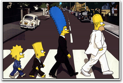 

The Simpsons Abbey road beatles Paper Print(12 inch X 18 inch)
