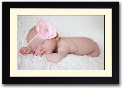 

Cute Baby With Bow Sleeping Fine Art Print(14 inch X 20 inch, Framed)