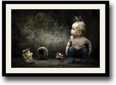 

Cute Baby Football Player Fine Art Print(10 inch X 14 inch, Framed)