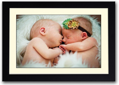 

2 Cute Babies Hugging Fine Art Print(14 inch X 20 inch, Framed)