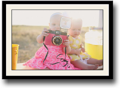 

Baby with pink camera Fine Art Print(10 inch X 14 inch, Framed)