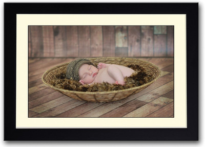 

Newborn Baby With Green Cap Fine Art Print(14 inch X 20 inch, Framed)