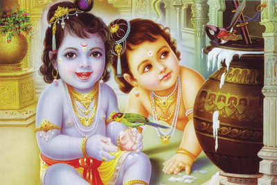 

Divine Krishna Blessings Paper Print(12 inch X 18 inch, Rolled)
