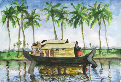 

Boat House Painting Paper Print(13 inch X 19 inch, Rolled)