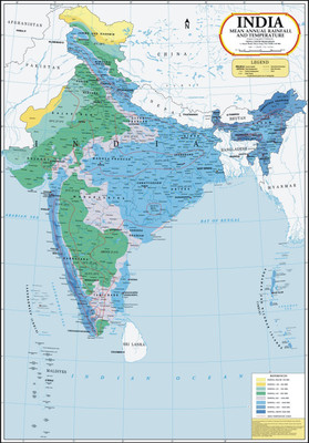 

India Map : Mean Annual Rainfall & Temperature Paper Print(40 inch X 28 inch, Rolled)