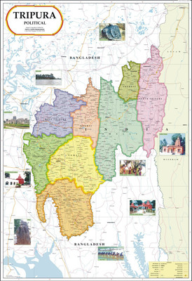 Tripura Map Political Paper Print(40 inch X 28 inch, Rolled)